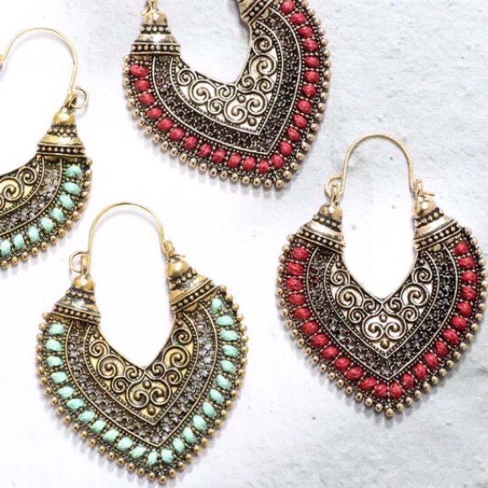 Boho bohemian earrings Tibetan gypsy